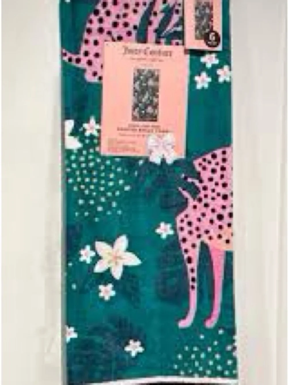 Juicy Couture Teal and Pink Leopard Beach Towel